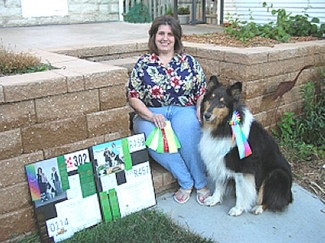Kings Valley Collies dog Jack with his awards.